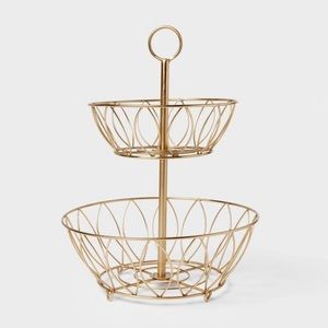 Iron Wire 2-Tier Fruit Basket Gold - Threshold